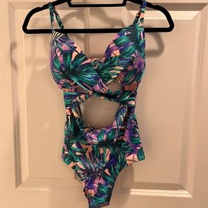 Sexy tropical one piece swimsuit